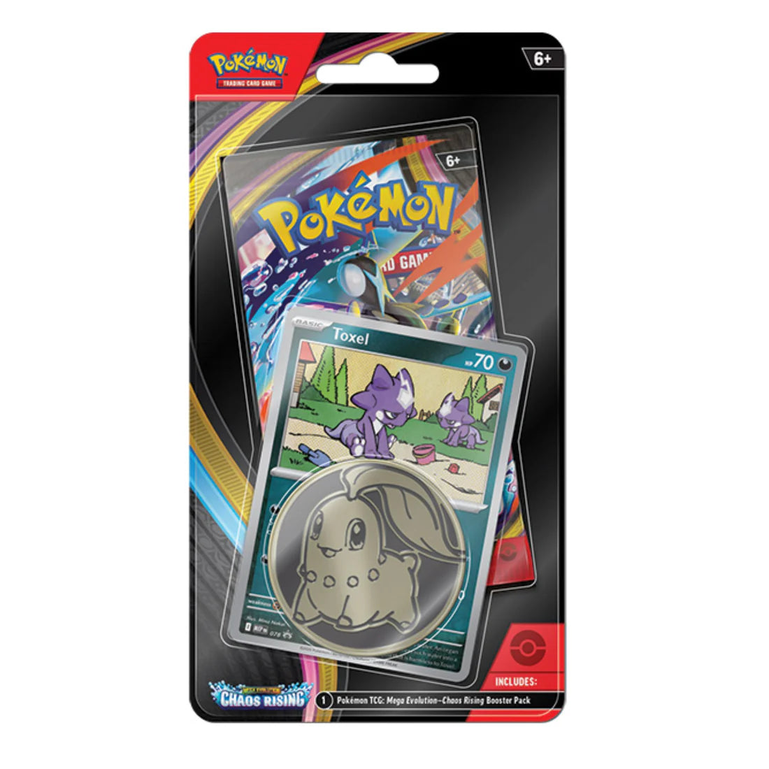 Pokémon TCG: Mega Evolution Chaos Rising Checklane Blister Pack — Toxel Promo + Chikorita Coin