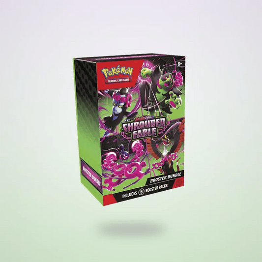 Animated Shrouded Fable Booster Bundle floating on a soft lavender and mint backdrop