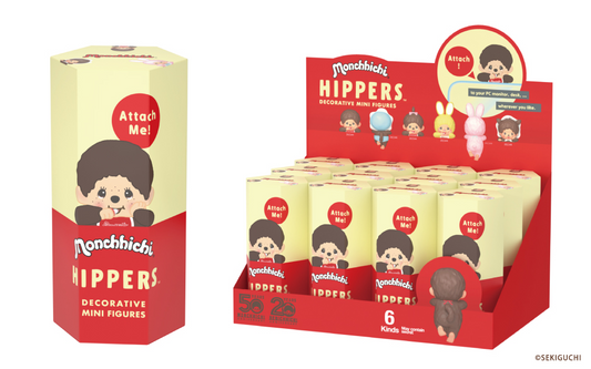 Monchhichi Hippers packaging with red and yellow design