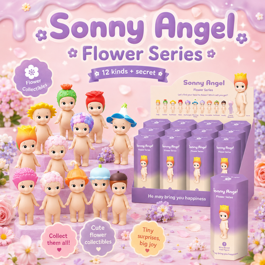 Sonny Angel Flower Series blind box mini figure with floral headgear - authentic kawaii collectible