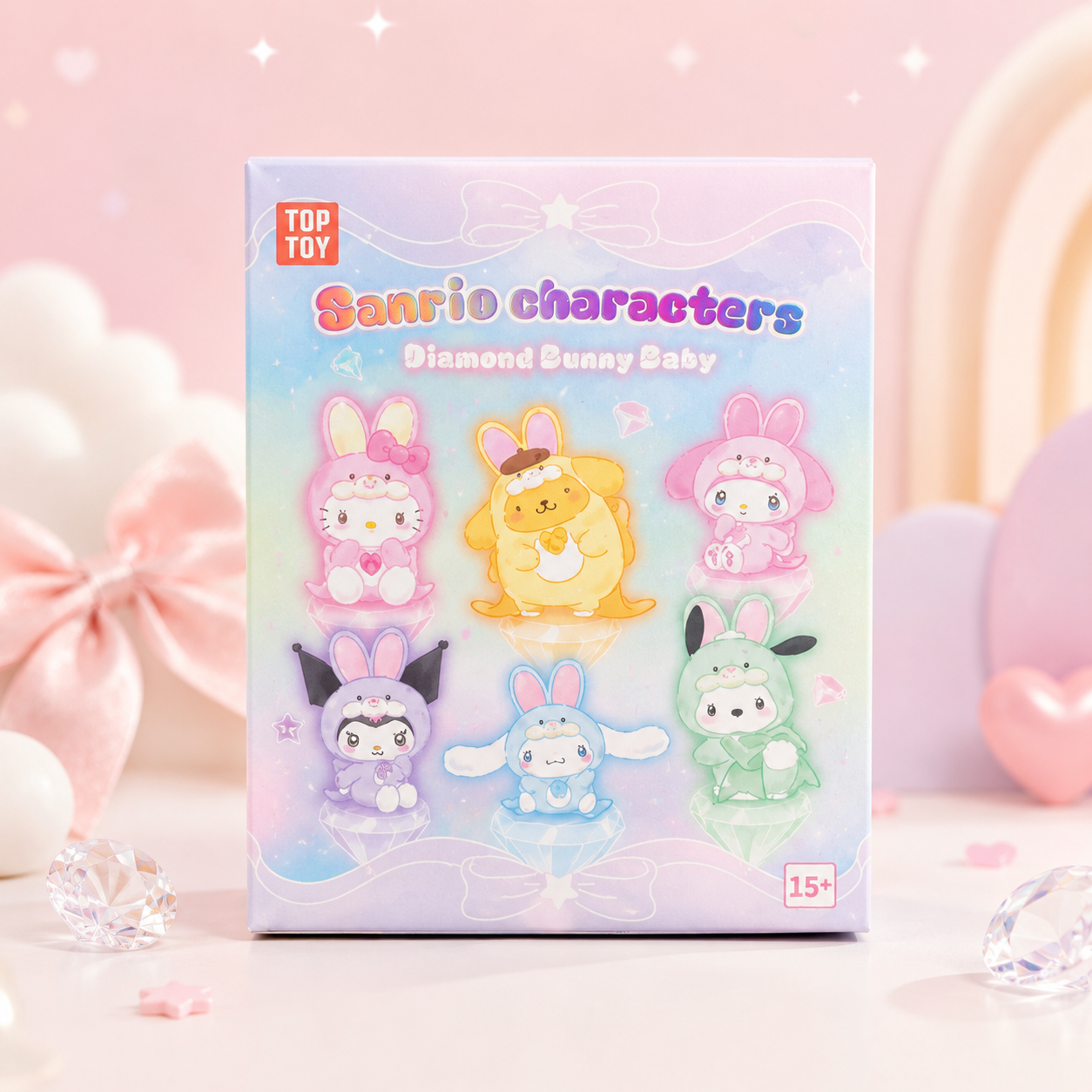 Sealed TOP TOY Sanrio Diamond Bunny Baby surprise blind box from Kawaii Bliss Co with one random Sanrio figure inside