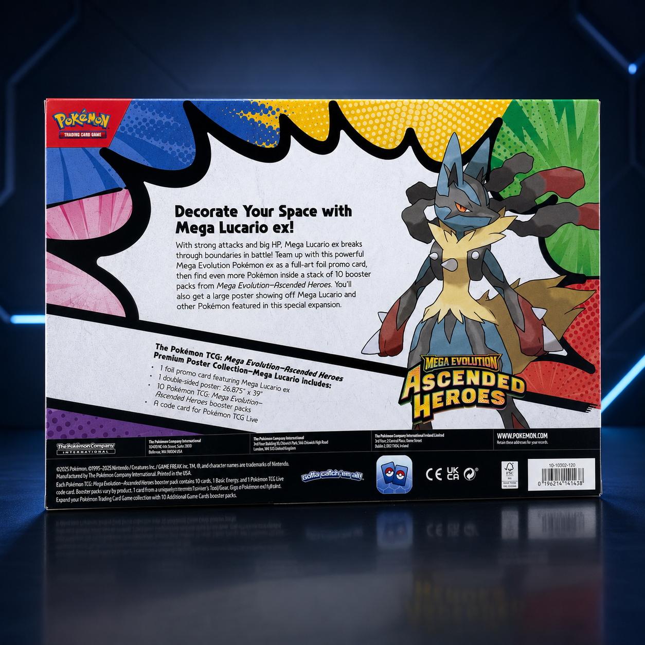 Pokémon TCG Mega Evolution Ascended Heroes Premium Poster Collection Mega Lucario ex sealed box