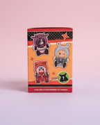 Naruto-themed product packaging with character figures on a reflective surface.