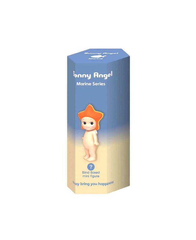 Box packaging of a 'Nunny Angel' figurine with a blue gradient background