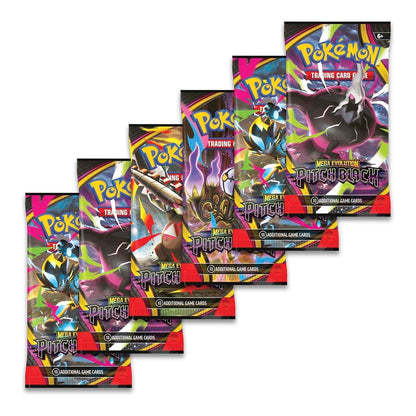 Six Pitch Black booster packs on white
