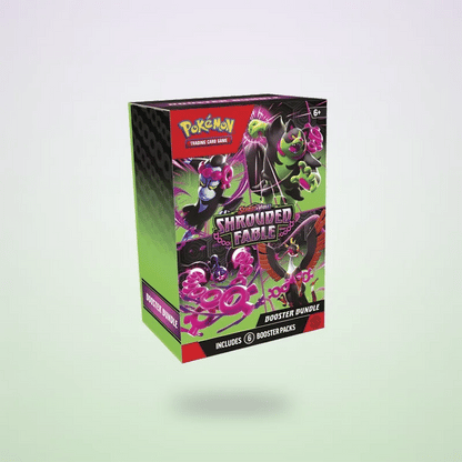 Animated Shrouded Fable Booster Bundle floating on a soft lavender and mint backdrop