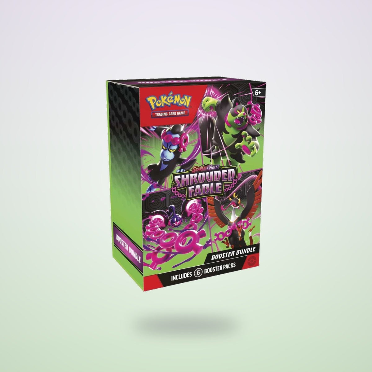 Shrouded Fable Booster Bundle floating on a soft lavender and mint backdrop