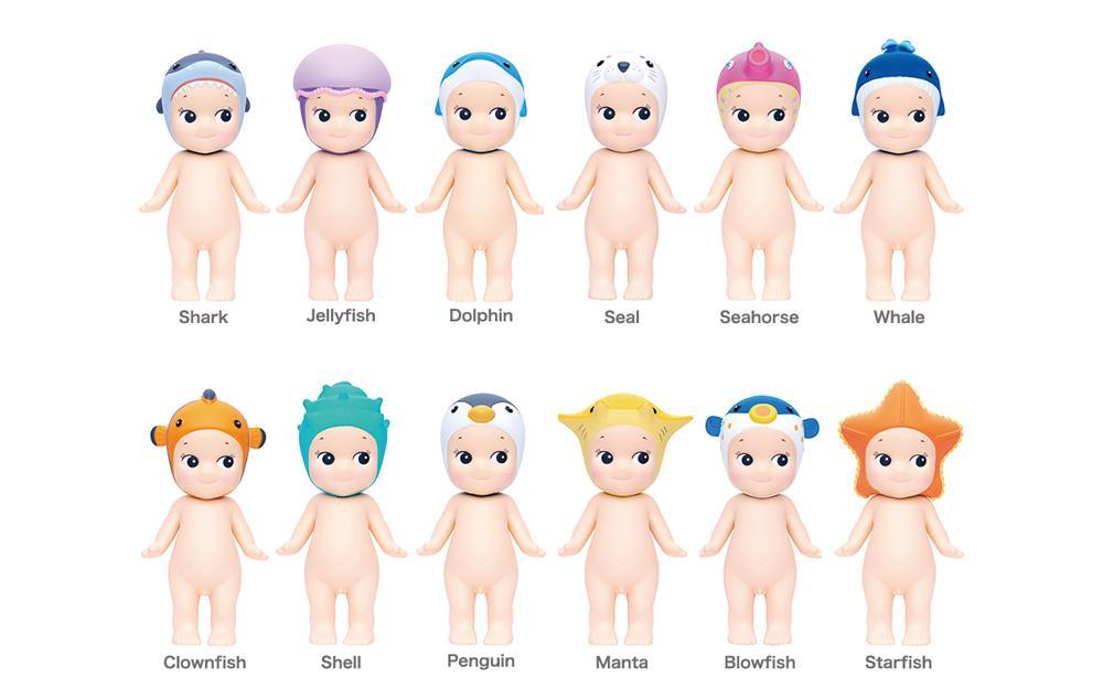 Sonny Angel Marine Series blind box mini figures with sea creature headgear